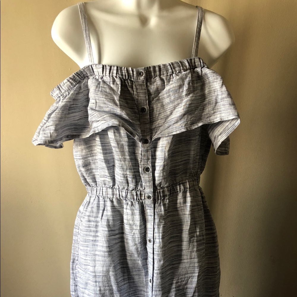 Linen Cold Shoulder Dress